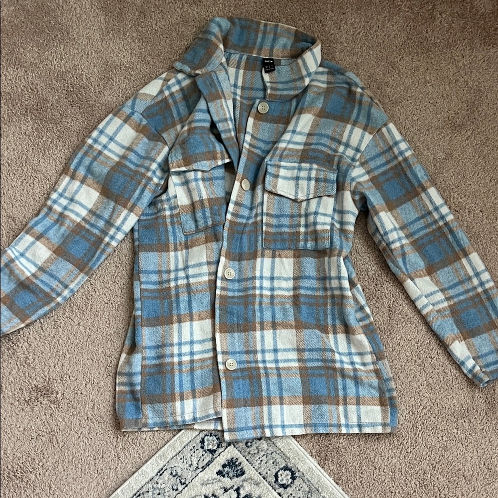 Plaid Button-Up Shirt Jacket
